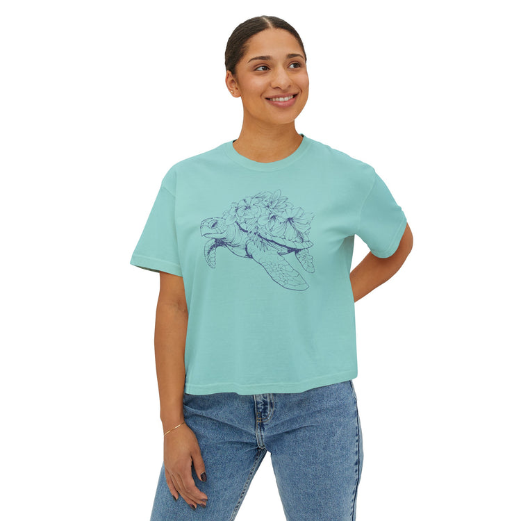 Hibiscus Turtle Boxy Shirt