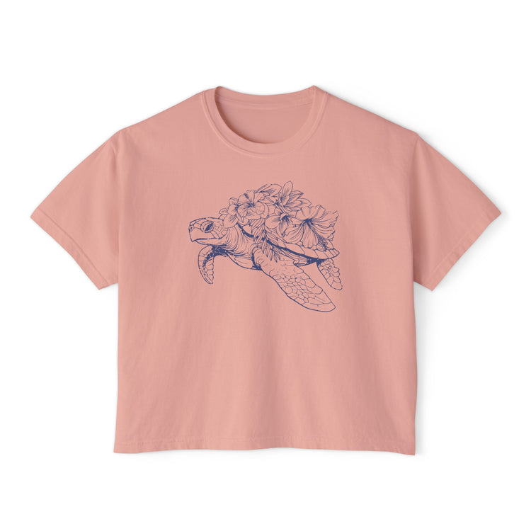 Hibiscus Turtle Boxy Shirt
