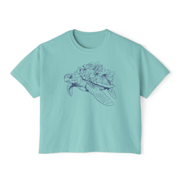 Hibiscus Turtle Boxy Shirt