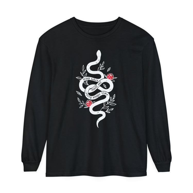Trash Takes Itself Out Long Sleeve Comfort Colors Tee