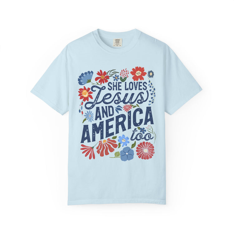 Unisex Floral Jesus & America T-Shirt | Faith-Inspired Tee, Patriotic Gift, Casual Wear, Summer Outfit, Christian Pride