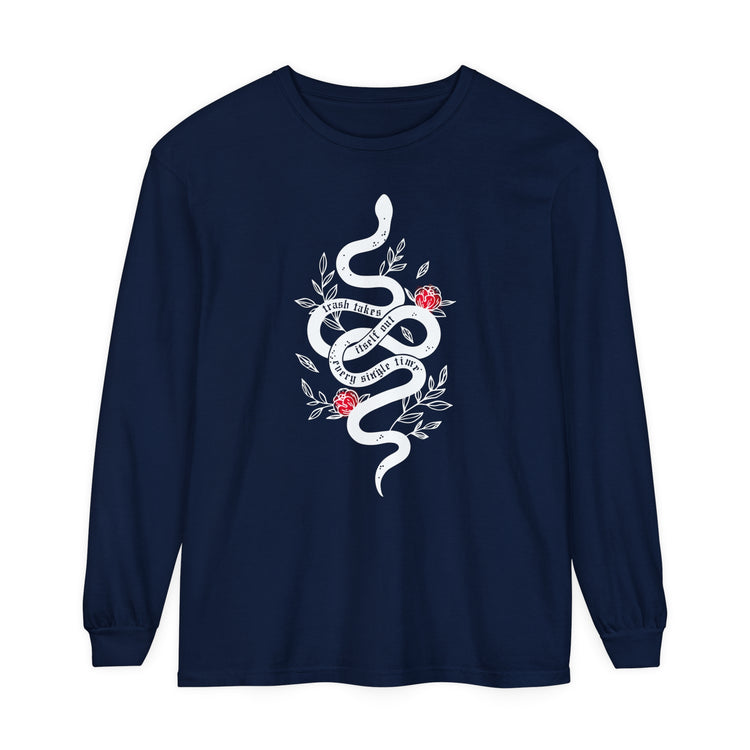 Trash Takes Itself Out Long Sleeve Comfort Colors Tee