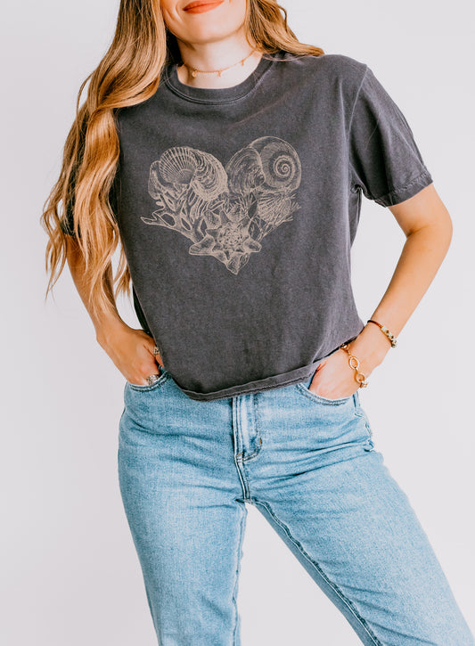 Sea Shell Heart Bella Canvas
